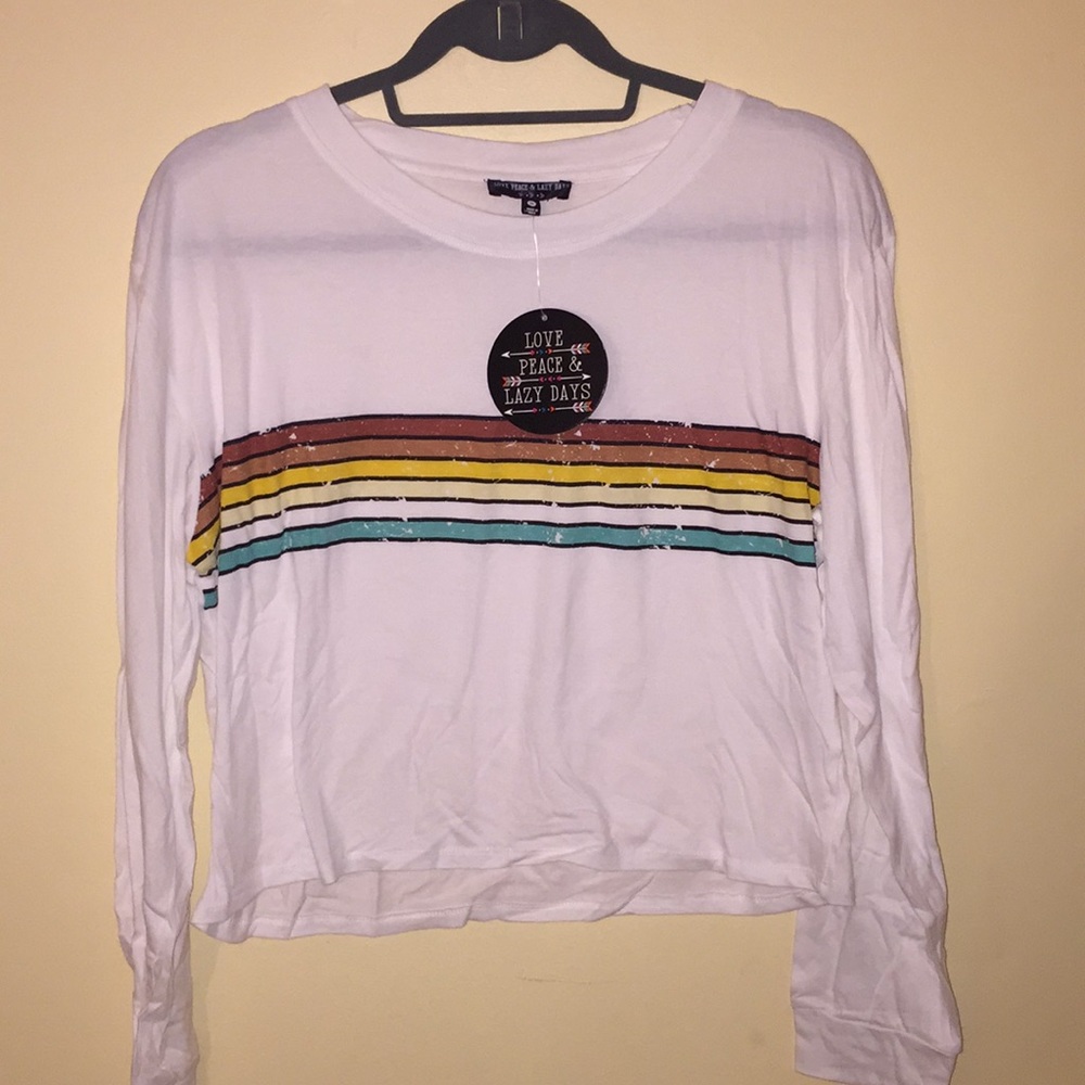 *NWT*Love Peace & Lazy Days Cropped Long-Sleeve